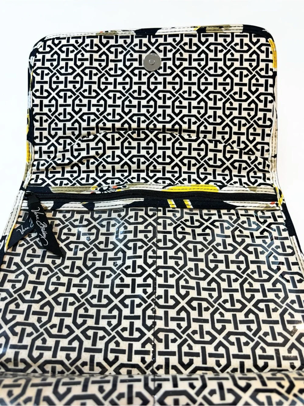 Vera Bradley Dogwood Retired Jewelry Folio Travel Organizer Case Yellow Black